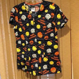 NWT Code Happy Scrubs Top Halloween Bats Small S
